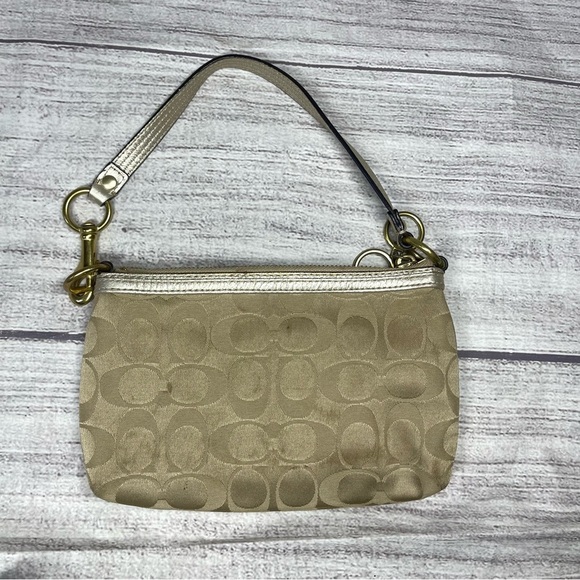 Coach Poppy Gold Logo Clutch Purse Mini Bag - Picture 2 of 7
